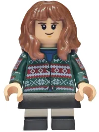 LEGO Hermione Granger - Dark Green Sweater, Printed Arms, Black Skirt, and Short Legs with White Stripes minifigure
