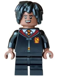 LEGO Lee Jordan - Gryffindor Robe Clasped, Black Medium Legs, Hair Short Layered Mop Top minifigure