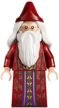 LEGO Albus Dumbledore - Dark Red Robe with Copper Leaves, White Hair, Printed Arms minifigure