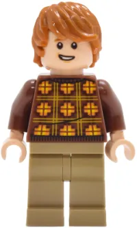 LEGO Ron Weasley - Reddish Brown Sweater with Yellow and Orange Plaid minifigure