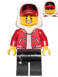 LEGO Jack Davids - Red Jacket with Cap and Hood (Large Smile / Grumpy) minifigure