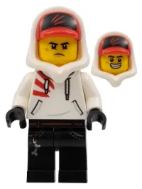 LEGO Jack Davids - White Hoodie with Cap and Hood (Large Smile / Grumpy) minifigure