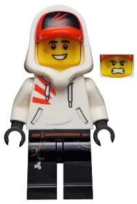 LEGO Jack Davids - White Hoodie with Cap and Hood (Large Smile with Teeth / Angry) minifigure