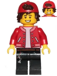 LEGO Jack Davids - Red Jacket with Backwards Cap (Large Smile with Teeth / Angry) minifigure