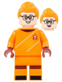 LEGO Soccer Goalie, Female, Orange Uniform, Light Nougat Skin, Orange Hair minifigure