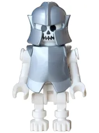 LEGO Skeleton - Standard Skull, Bent Arms Vertical Grip, Flat Silver Helmet and Armor Breastplate (Colin the Fighter) minifigure