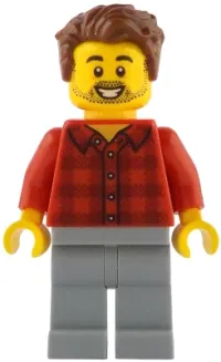 LEGO Rob the Fan Designer - Red Plaid Flannel Shirt, Light Bluish Gray Legs minifigure