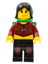 LEGO Xtreme Stunts Sky Lane, Black Female Hair, Green Backpack with Sleeping Bag minifigure