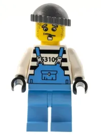 LEGO Xtreme Stunts Brickster Henchman with Medium Blue Overalls #1, Dark Bluish Gray Knit Cap minifigure