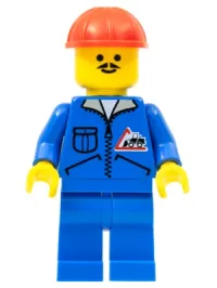 LEGO Bulldozer Logo - Blue Legs, Red Construction Helmet minifigure