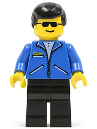 LEGO Jacket Blue - Black Legs, Black Male Hair, Sunglasses minifigure