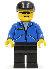 LEGO Jacket Blue - Black Legs, Black Cap minifigure