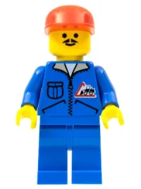 LEGO Bulldozer Logo - Blue Legs, Red Cap minifigure