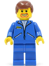 LEGO Jacket Blue - Blue Legs, Reddish Brown Male Hair, Brown Facial Hair (Commentator) minifigure