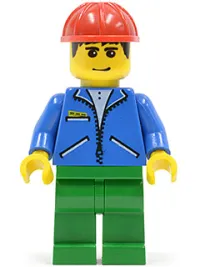 LEGO Jacket Blue - Green Legs, Red Construction Helmet minifigure