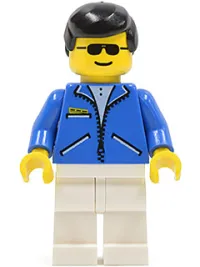 LEGO Jacket Blue - White Legs, Black Male Hair, Sunglasses minifigure