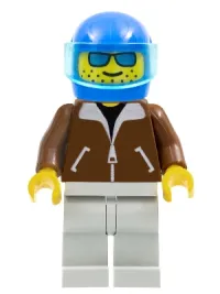 LEGO Jacket Brown - Light Gray Legs, Blue Helmet, Trans-Light Blue Visor minifigure