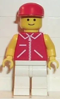 LEGO Jacket Red with Zipper - Yellow Arms - White Legs, Red Cap minifigure