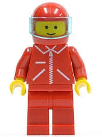 LEGO Jacket Red with Zipper - Red Arms - Red Legs, Red Helmet, Trans-Light Blue Visor minifigure