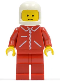 LEGO Jacket Red with Zipper - Red Arms - Red Legs, White Classic Helmet minifigure