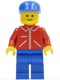 LEGO Jacket Red with Zipper - Red Arms - Blue Legs, Blue Cap minifigure