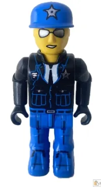 LEGO Police - Blue Legs, Black Jacket, Blue Cap with Star, Sunglasses minifigure