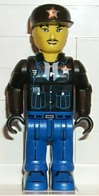 LEGO Police - Blue Legs, Black Jacket, Black Cap with Star minifigure