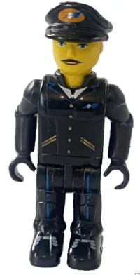 LEGO Airplane Pilot with Black Pants, Black Shirt and Black Cap with Logo minifigure