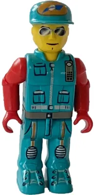 LEGO Crewman with Dark Turquoise Vest and Pants, Red Arms minifigure