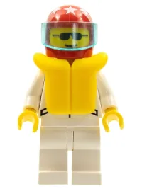 LEGO Jacket 2 Stars White - White Legs, Red Helmet 7 White Stars, Trans-Light Blue Visor minifigure