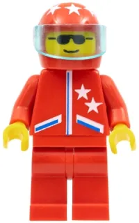 LEGO Jacket 2 Stars Red - Red Legs, Red Helmet 7 White Stars, Trans-Light Blue Visor minifigure