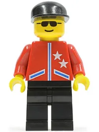 LEGO Jacket 2 Stars Red - Black Legs, Black Cap minifigure