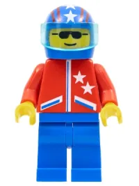 LEGO Jacket 2 Stars Red - Blue Legs, Blue Helmet 4 Stars & Stripes, Trans-Light Blue Visor minifigure