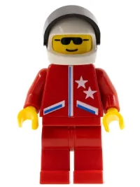 LEGO Jacket 2 Stars Red - Red Legs, White Helmet, Black Visor minifigure