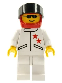 LEGO Jacket 2 Stars White - White Legs, Red Helmet, Black Visor minifigure