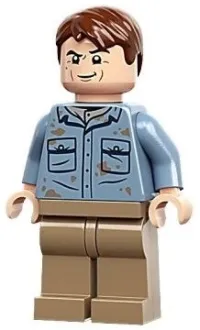 LEGO Dr. Alan Grant - Sand Blue Shirt with Pockets and Dirt Stains, Reddish Brown Hair minifigure