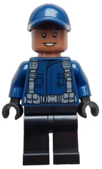 LEGO ACU Guard / Driver - Female, Dark Blue Cap, Black Legs, Smile minifigure