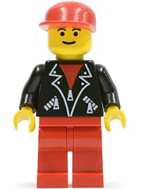 LEGO Leather Jacket with Zippers - Red Legs, Red Cap, Eyebrows minifigure