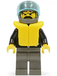 LEGO Leather Jacket with Zippers - Dark Gray Legs and Helmet, Life Jacket minifigure