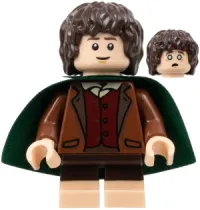 LEGO Frodo Baggins - Dark Green Cape, Light Nougat Feet minifigure