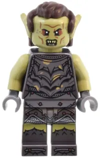 LEGO Orc - Olive Green Head, Pearl Dark Gray Armor with Spots, Dark Brown Hair minifigure