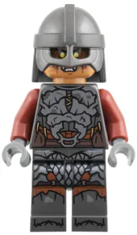 LEGO Orc - Medium Nougat Head, Pearl Dark Gray Armor and Helmet, Dark Red Arms minifigure