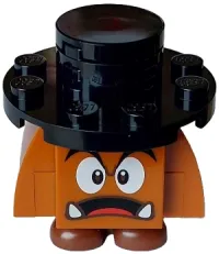 LEGO Goomba (Black Interior Pieces) - Surprised, Black Hat minifigure