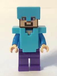 LEGO Steve - Medium Azure Helmet and Armor minifigure