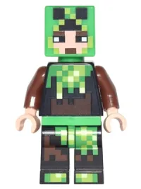 LEGO Minecraft Skin 6 - Pixelated, Bright Green and Dark Brown Creeper Costume minifigure