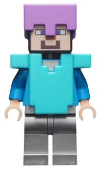 LEGO Steve - Medium Lavender Helmet, Medium Azure Armor, Flat Silver Legs minifigure
