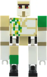 LEGO Iron Golem - Brick and Pin Arm Attachments, Black Feet, 1 x 1 Green Tile minifigure