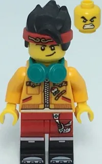 LEGO Monkie Kid - Bright Light Orange Closed Jacket, Dark Turquoise Headphones minifigure