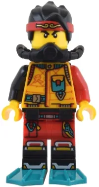 LEGO Monkie Kid - Bright Light Orange Diving Suit, Black Scuba Gear, Dark Turquoise Flippers minifigure