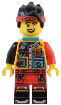 LEGO Monkie Kid - Bright Light Orange 5th Anniversary Shirt, Dark Turquoise Neck Bracket and Clip minifigure